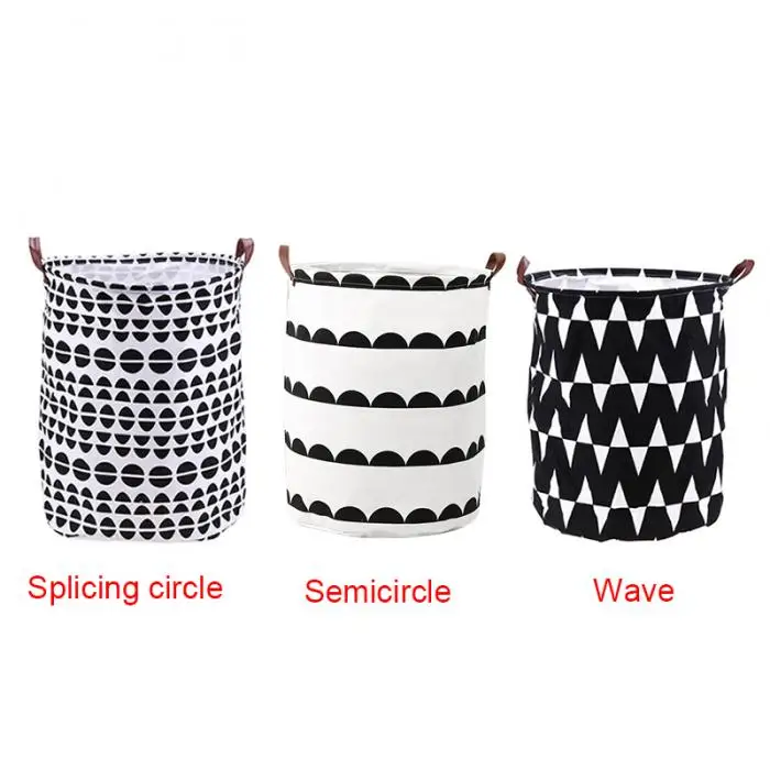 Newly Folding Canvas Laundry Bucket Toys Clothes Storage Basket Organizer for Bathroom TE889