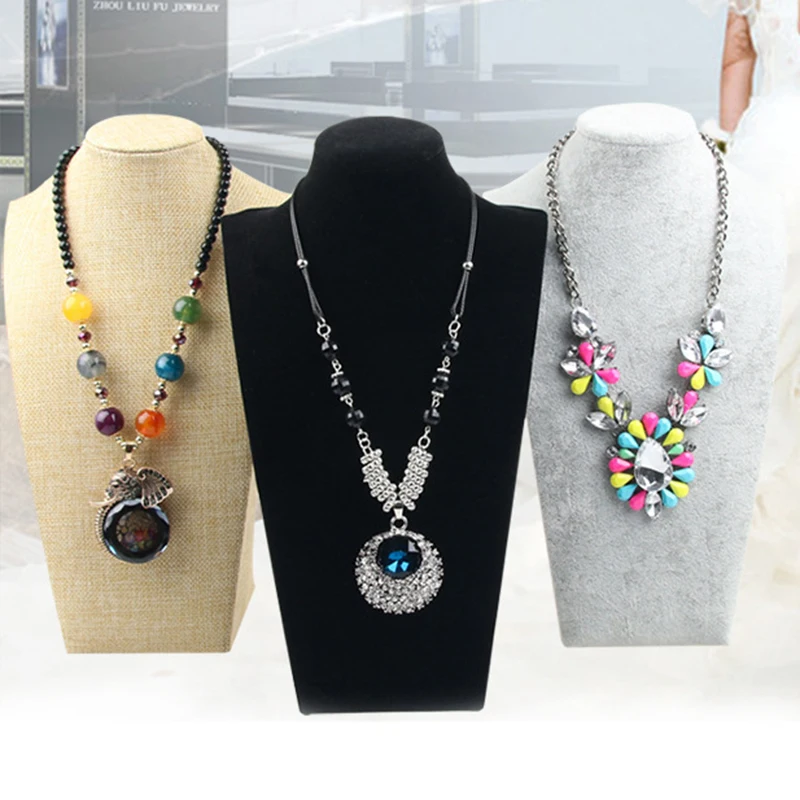  Flannelette Portrait Necklace Display Stand Holder Jewellry Mannequin Bust For Necklace Pendant Win