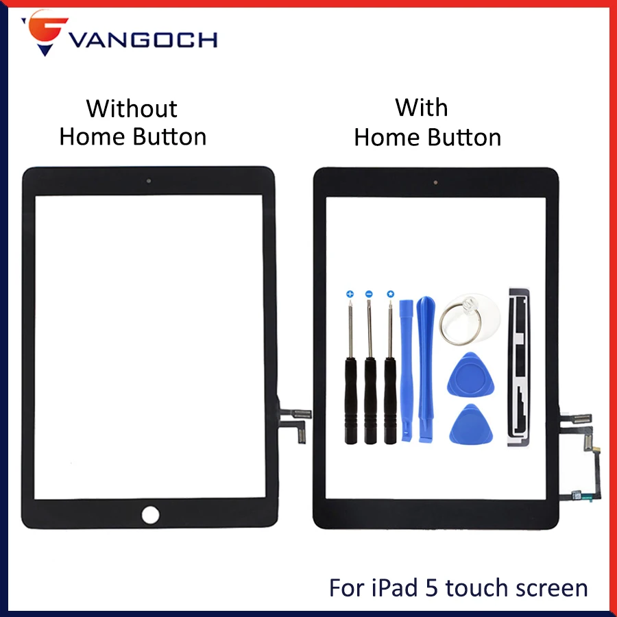 Original Quality Touch Screen For iPad 2 3 4 5 air Digitizer Front Display Glass Assembly Replacement With Home Button Adhesive