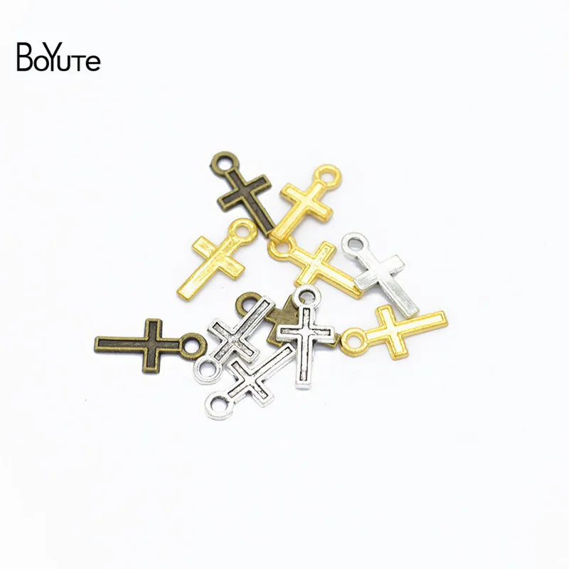

BoYuTe (100 Pieces/Lot) Factory Direct Wholesale Metal Alloy Small Cross Charms Pendant Vintage Diy Jewelry Accessories