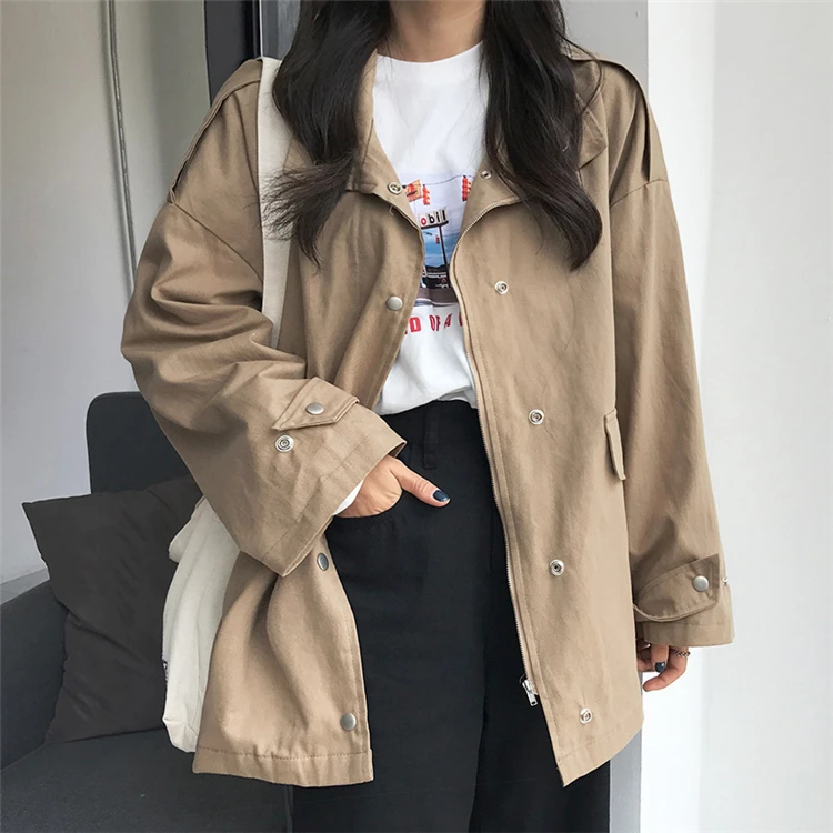 Южная Корея ulzzang колледж ветер Длинная Куртка Bf студентов диких с длинным рукавом