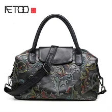 AETOO новая воловья кожа печать модная повседневная женская сумка Феникс Роза узор кожаные сумки