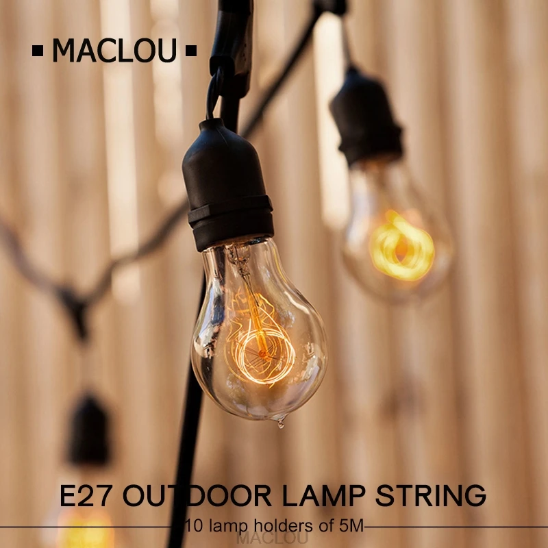 

Waterproof String lights Outdoor 5M 10 LED E27 Edison Bulb IP65 Festoon For Patio Garden Backyard Christmas Cafe String Lighting