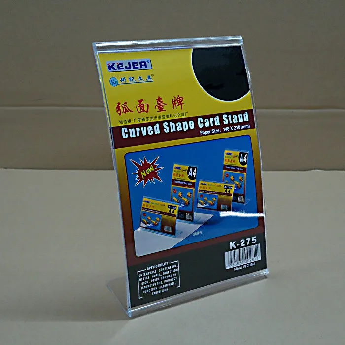 L 3R vertical arc-shaped table card Decca pedestal PS organic plastic display 89X127 |