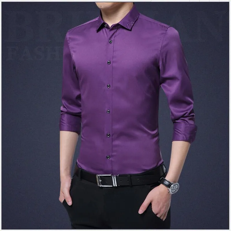 BDLJ Новая высококачественная брендовая мужская рубашка с длинными рукавами, британский Шелковый костюм, рубашка большого размера, повседневная мужская рубашка