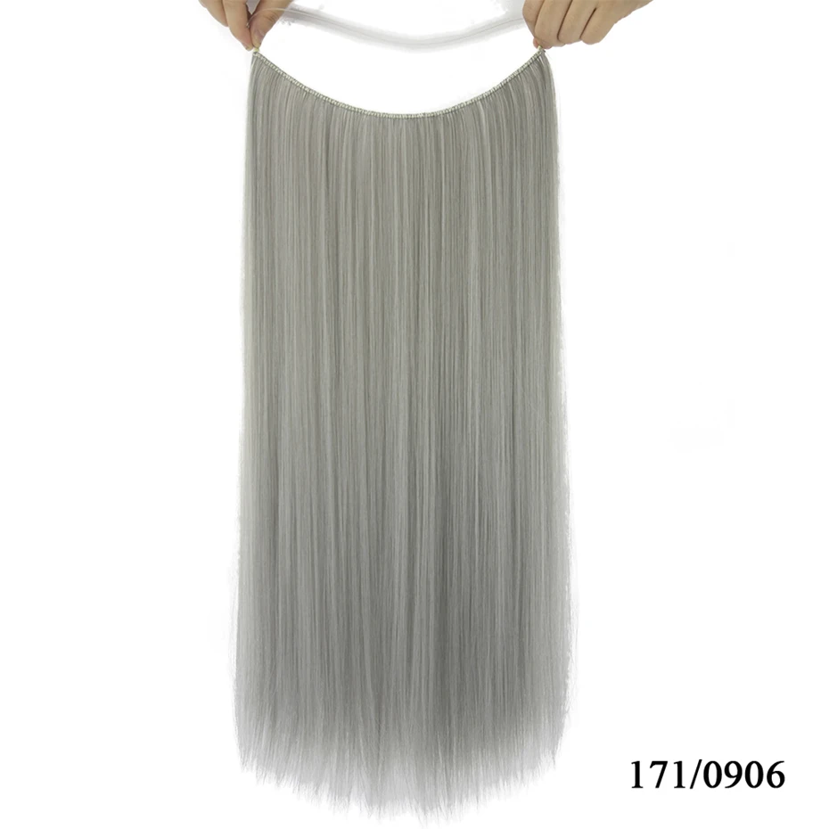 Soowee 24 ''длинные светлые серый высокое Температура Волокно Синтетические волосы рыба линия Halo Невидимый прямой Наращивание волос шиньоны