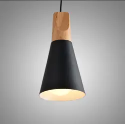 1 шт деревянный подвесной светильник черный + дерево из металла конусовидная люстра подвесной светильник свет