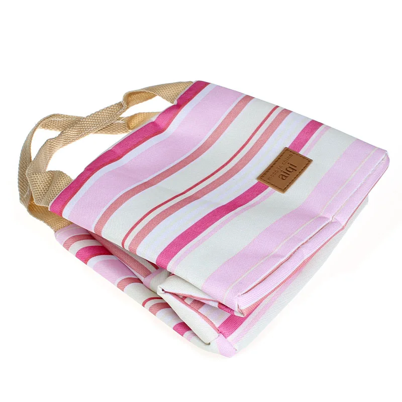 Ланч-мешок новая термоизолированная охлаждающая сумка на молнии дождь, цветной, в полоску сумки для пикника Bento ланч-мешочек