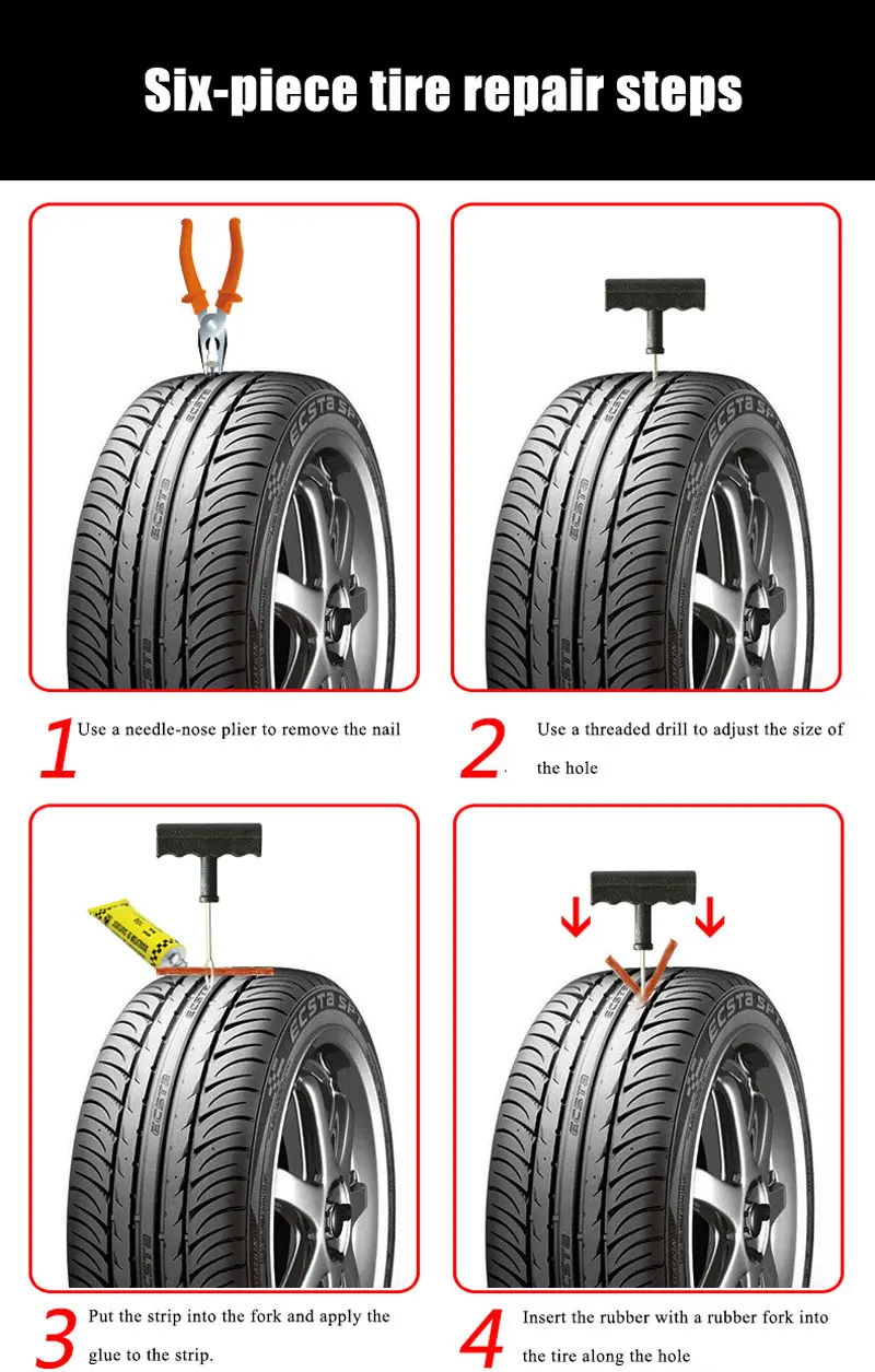 Инструменты для ремонта автомобилей, инструменты для ремонта аварийных шин, набор для автомобиля/грузовика/мото, бескамерный пирсинг шин, набор инструментов для ремонта, автозапчасти