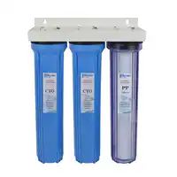 3-Stage Whole House Water Filter System with PP Sediment and Premium Carbon Block Filter 1&5 Micron ,1st stage clear ,3/4" inlet