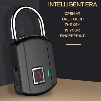 

Smart Keyless Fingerprint Padlock Usb Rechargeable Access Ip65 Waterproof Anti-Theft Security Padlock Door Luggage Case Lock