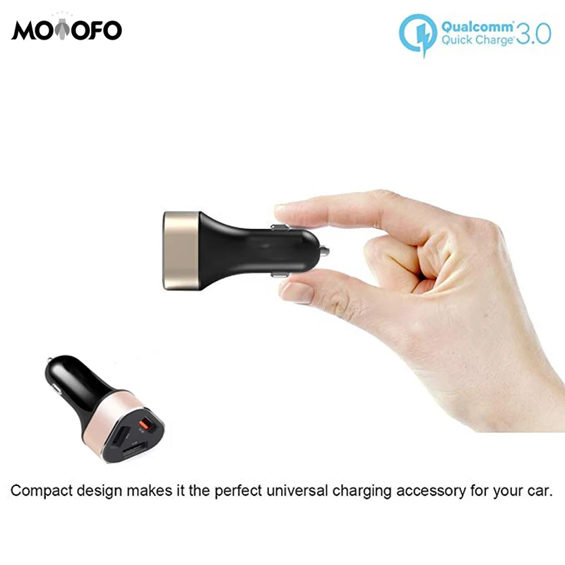 42W car charger Fast charging 3.0 car charger adapter 3 port, 5V / 2.4A smart recognition Apple android phone tablet
