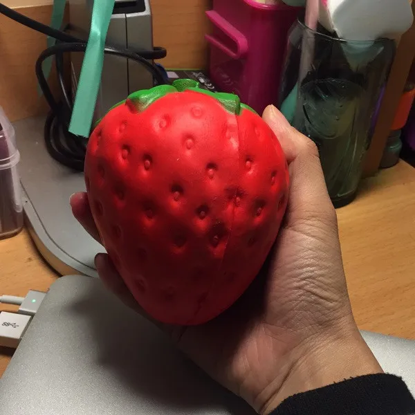 Big Jumbo Juicy Squishy Strawberry Fake Artificial Food Fruit Memory Foam Venting toys - Buyer Show 5