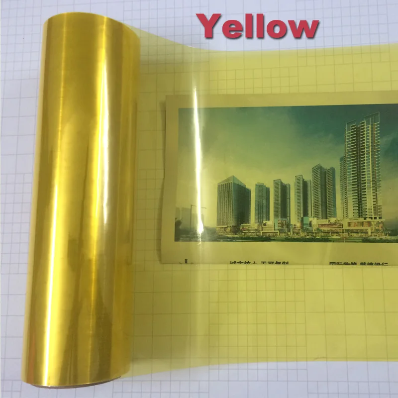 Yellow 10 м высококачественный светильник, Черный Автомобильный головной светильник, автомобильный светильник с оттенком, светильник с дымом и хвостом, виниловая пленка, FedEx - Название цвета: Yellow