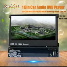 1 Din 7 Pulgadas Ventanas en El Tablero Estéreo Del Coche Solo Din GPS Reproductor de DVD Estéreo Bluetooth USB SD AM/FM Radio de Coche de Control Del Volante