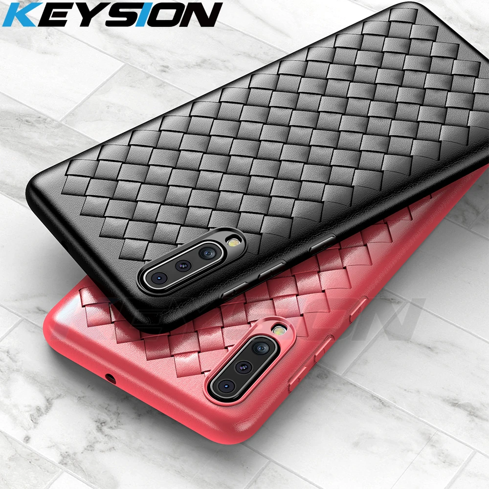 

KEYSION Soft Phone Case For Samsung Galaxy A50 A70 A30 A20 A7 A9 2018 Grid Weaving Radiating TPU Silicone Cover For M10 M20 M30