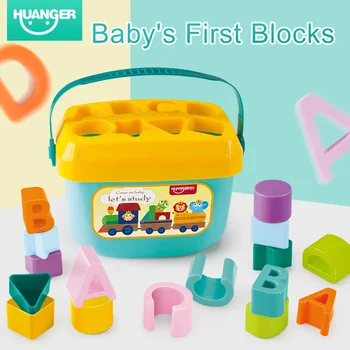 Картинка Huanger Baby First Конструкторы цвет и форма игрушки более 3 месяцев для детей развивающие сортировки коробка унисекс погремушки-мобильные телефон...