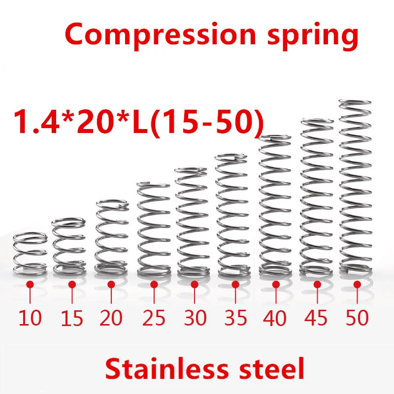 

10pcs/lot 1.4*20*10/15/20/25/30/35/40/45/50mm spring 1.4mm stainless steel Micro small Compression spring