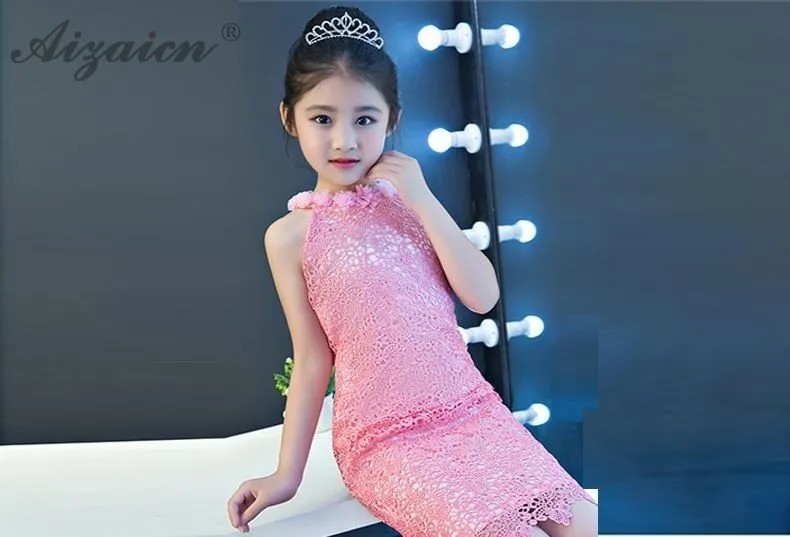 Новинка; розовое кружевное платье Cheongsam Длинные Детская юбка принцессы модные платья для выступлений китайское платье Qipao восточные Стиль детское вечернее платье