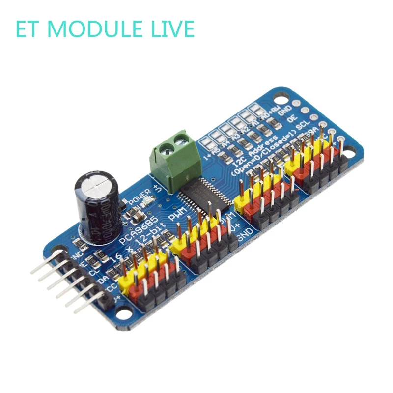 

MH-ET LIVE 16 Channel 12-bit PWM/Servo Driver - I2C interface - PCA9685 for Arduino Raspberry Pi DIY Servo Shield Module