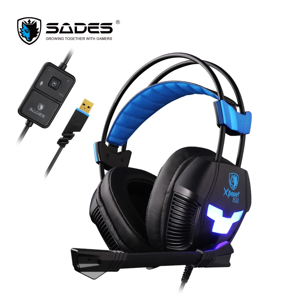 

SADES XPOWER PLUS Gaming Headset Headphones Stereo Sound 2-level Vibration Headset RGB Light