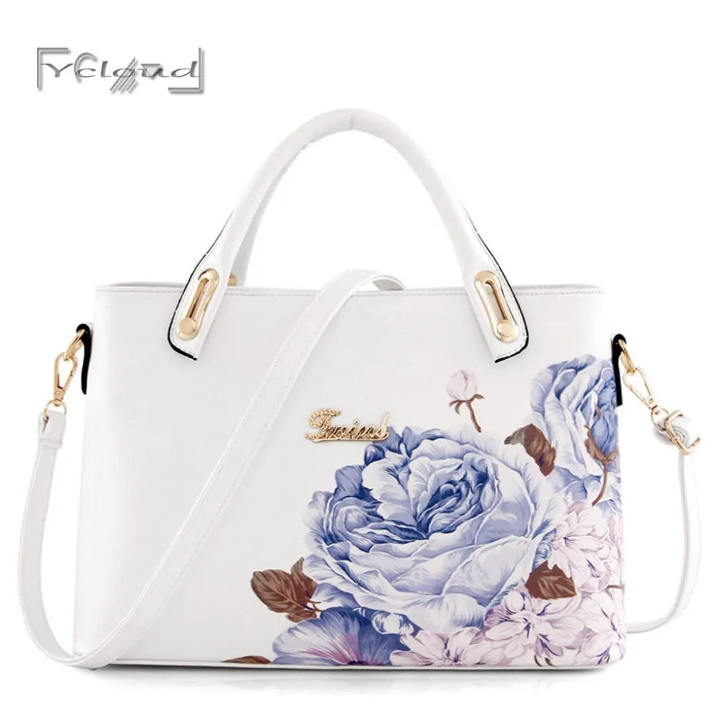 2016 NEW Ethnic Style Women Leather Handbags 2016 Blue and White