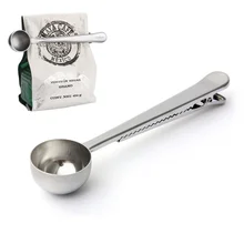 2 в 1 ложка из нержавеющей стали с длинной ручкой чайная мерная ложка для кофе с мешком клип-Герметик мешок для еды уплотнительный зажим