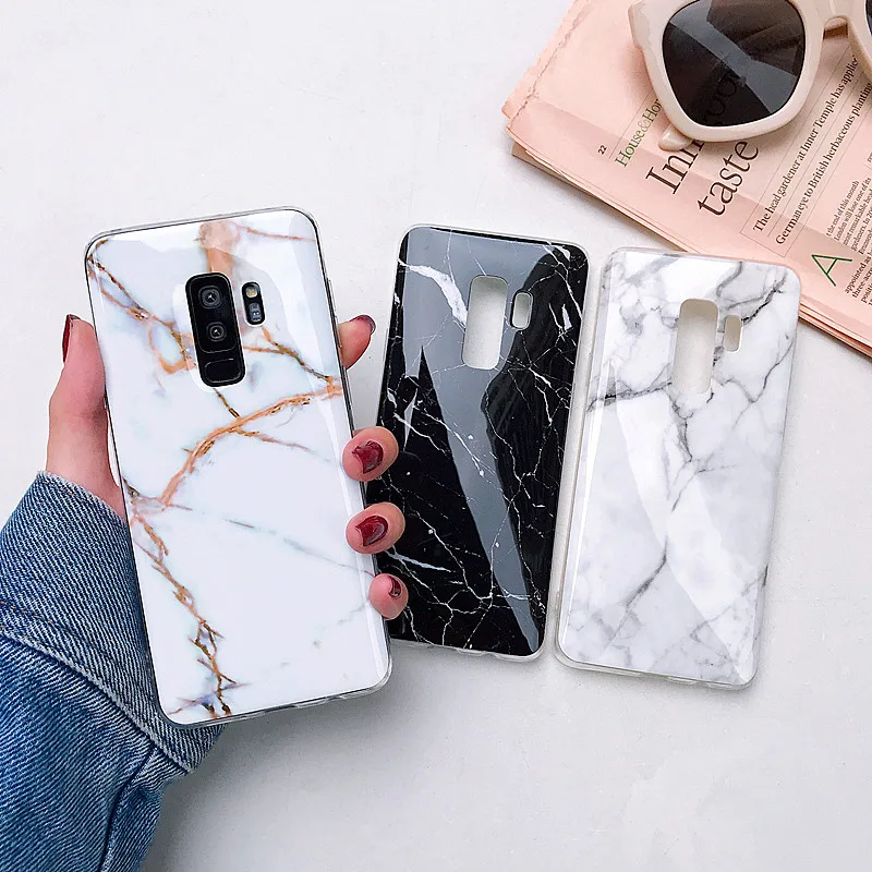 

UBERAY Vintage Glossy Marble Case For Samsung Galaxy S7 Edge S8 S9 Plus Note 8 9 Soft IMD Full Body Phone Back Cover Coque