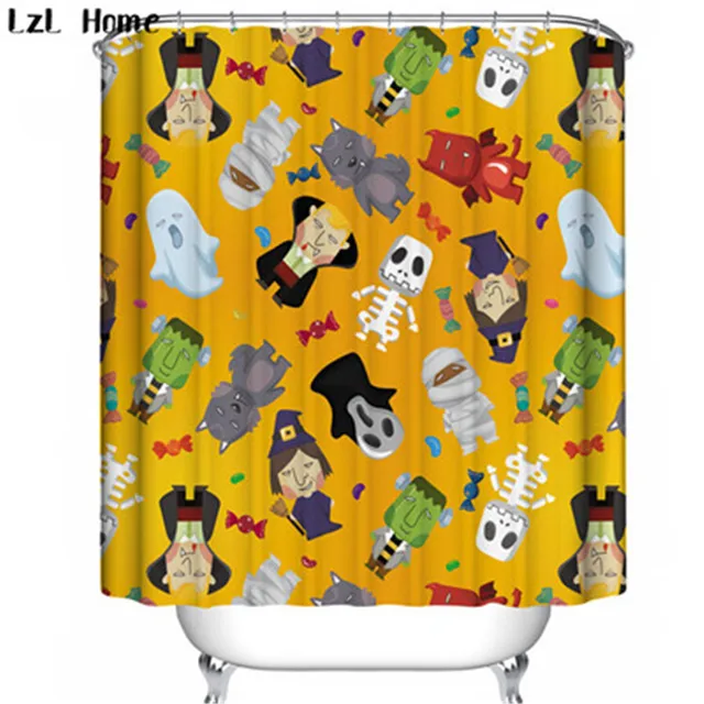 lzl home waterproof halloween shower curtain tree ghost skeleton bathroom shower curtain halloween decor with bath