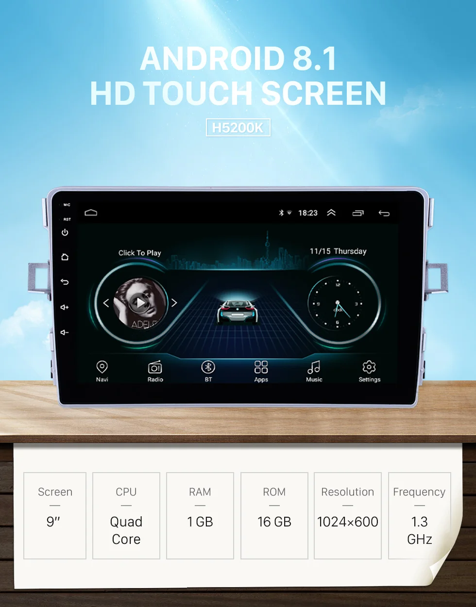 Perfect Harfey Android 8.1 9" GPS Navigation Radio for Toyota Verso 2011-2016 with WIFI Bluetooth AUX support Carplay Digital TV SWC 0