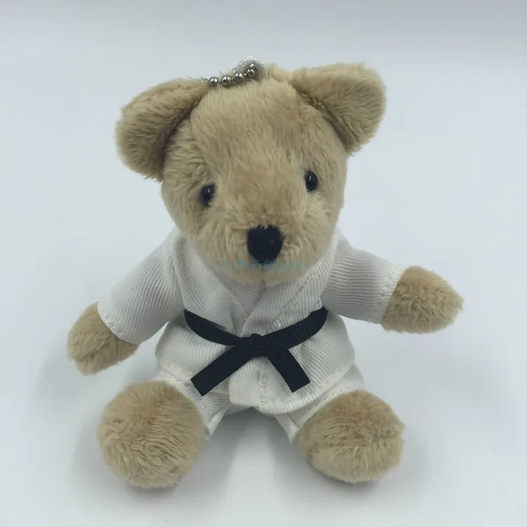 12 pcs/lot) karate keychains cartoon sport gifts for kids girls lovely kyokushin Karate bear Souvenir students prize Plush bears