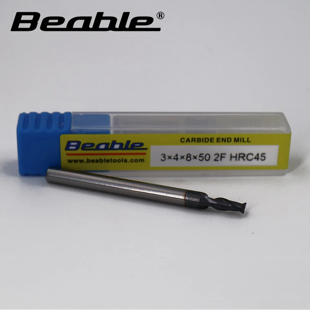

Beable tool 3*4*8*50 2Flute end mill HRC45 Tungsten cutters for CNC carbide end mills helical end mill metal cutting tool