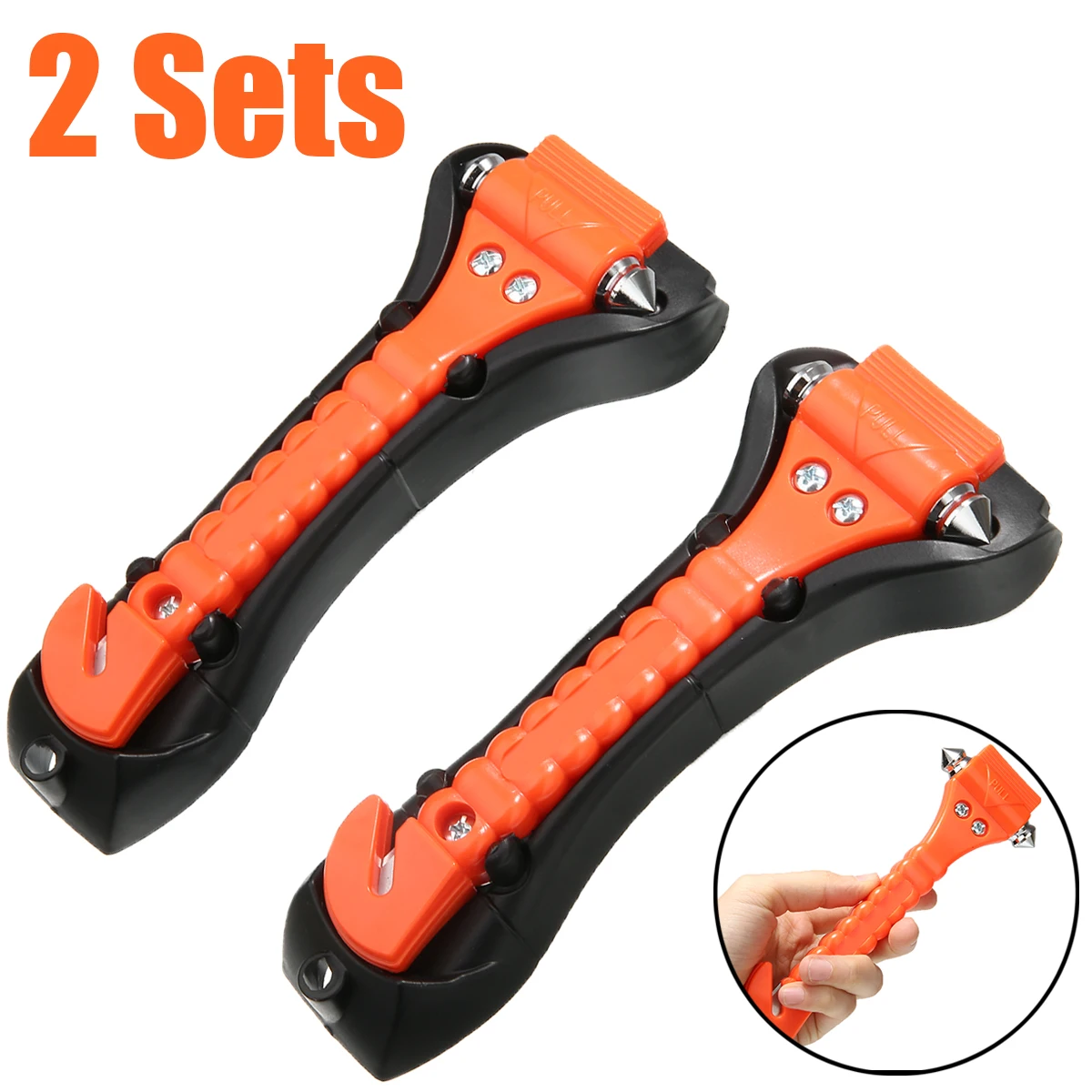 

2 sets 2 in 1 Emergency Safety Hammer With Belt Cutter for Car Glass Pane Window Rescue Tool New