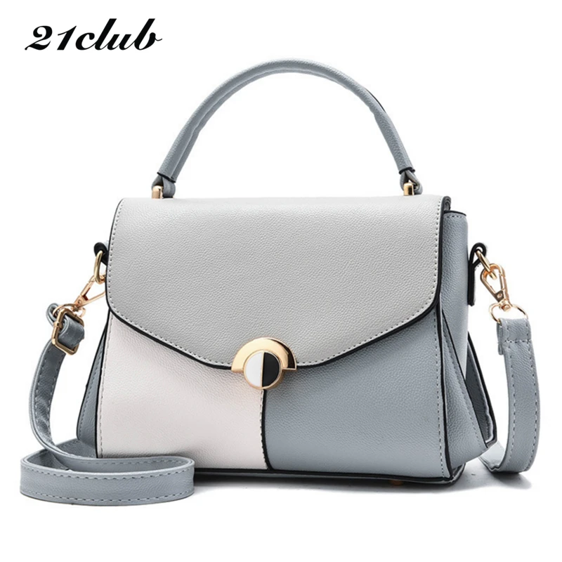 

21club brand women casual panelled totes sequined rivet handbag hotsale ladies shopping purse messenger crossbody shoulder bags
