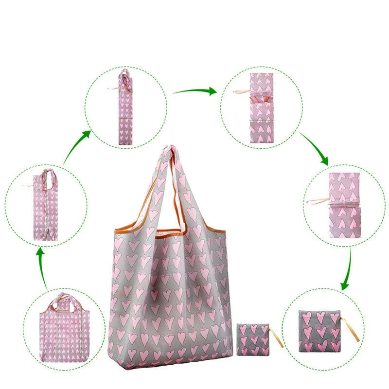 Women Shopping Shoulder Bags Waterproof Folding Reusable Tote grocery cloth Bags Pouch