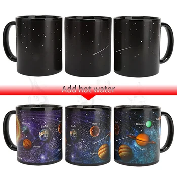 

New design Solar system Magic Mugs,Temperature Changing Cup,Color Chameleon Mugs Heat Sensitive Cup Coffee Tea Mug Novelty Gift