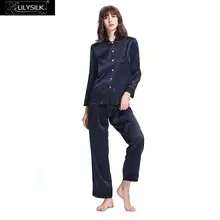 Lilysilk пижамы женская шелковая комплект костюм белье домашняя одежда для женщин натурального шелка пуговицы блузка с длинные штаны пижамы сплошной 22 Momme
