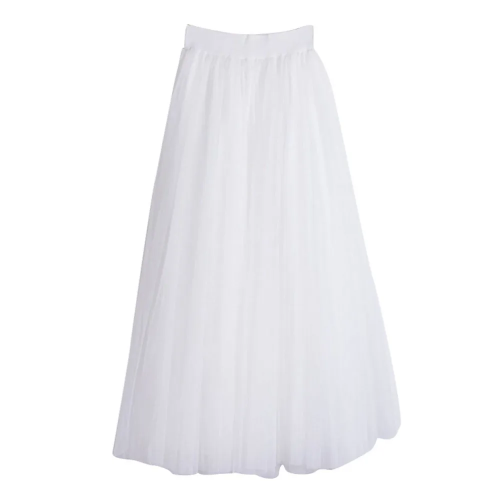 Однотонная плиссированная юбка с высокой талией, сетчатые длинные фатиновые юбки для женщин, юбки для девушек, женская повседневная юбка 60-95 см