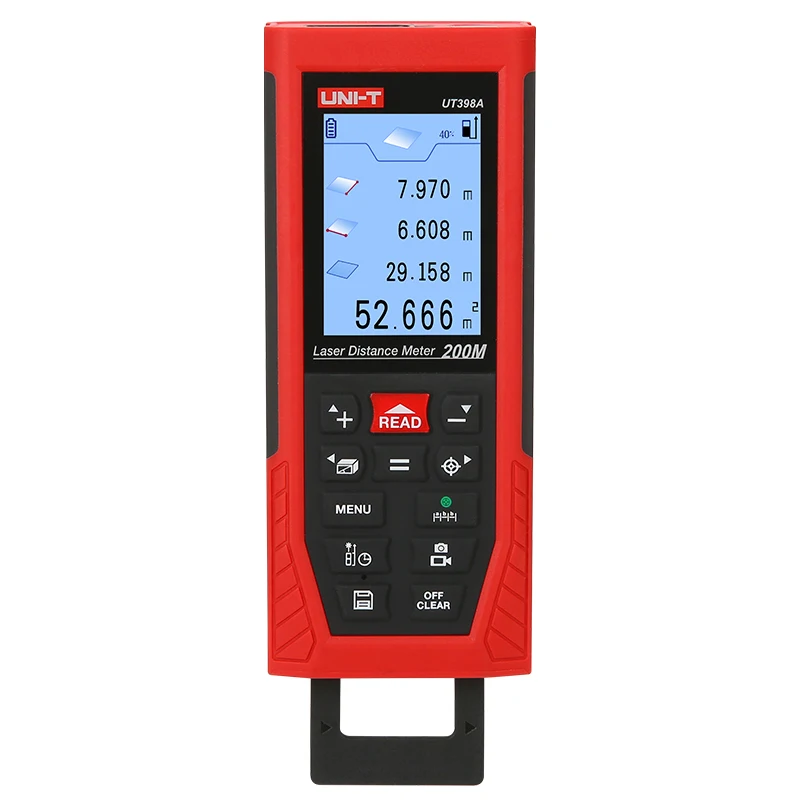 

UNI-T UT398A 200M Laser Distance Meter; Color Screen Camera Infrared Measuring Instrument / Electronic Ruler, USB Connection