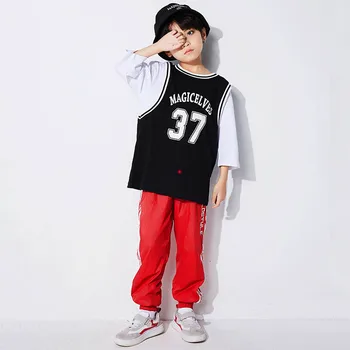 

Boys Hip-Hop Dancing Suits Kids Loose Jazz Dance Costumes Children Modern Dance Stage Wear Model Performance Clothing DQS1226