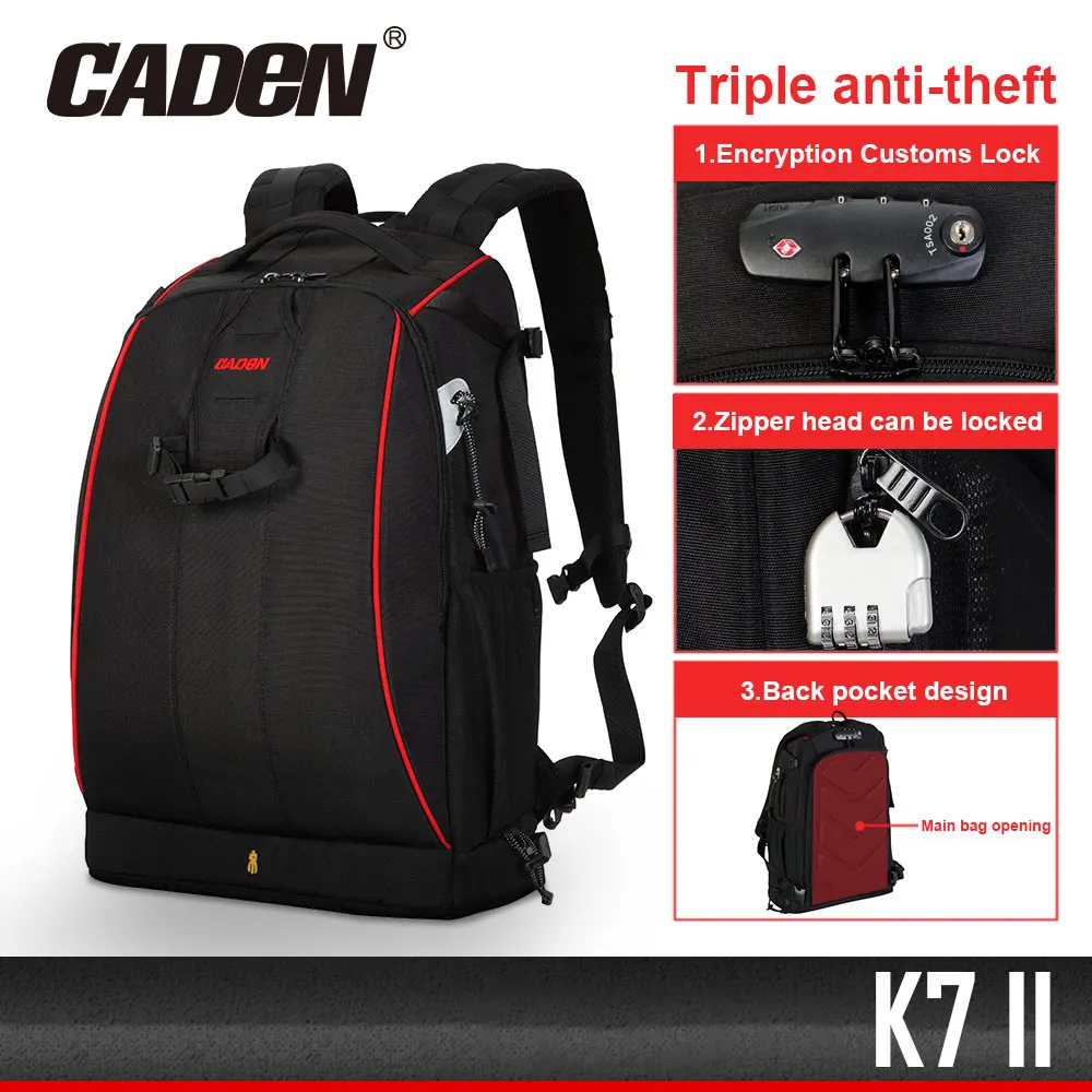 

CADeN K7 II K7II Travel Shoulder Bag Large-capacity Waterproof Travel Backpack Digital Camera Video Bag For Canon Nikon Sony