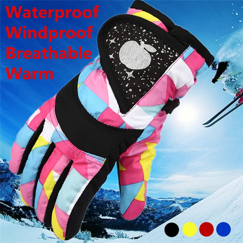 Мальчики Девочки непромокаемые лыжные перчатки детские зимние теплые лыжные перчатки зимние спортивные варежки на открытом воздухе Сноуборд велосипедные перчатки#3D06