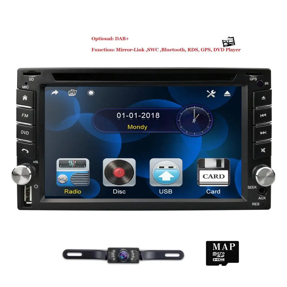

HIZPO Universal Radio Car DVD player GPS Bluetooth for X-TRAIL Qashqai x trail juke Nissan SD USB DVR Mirror link DAB+ Camera