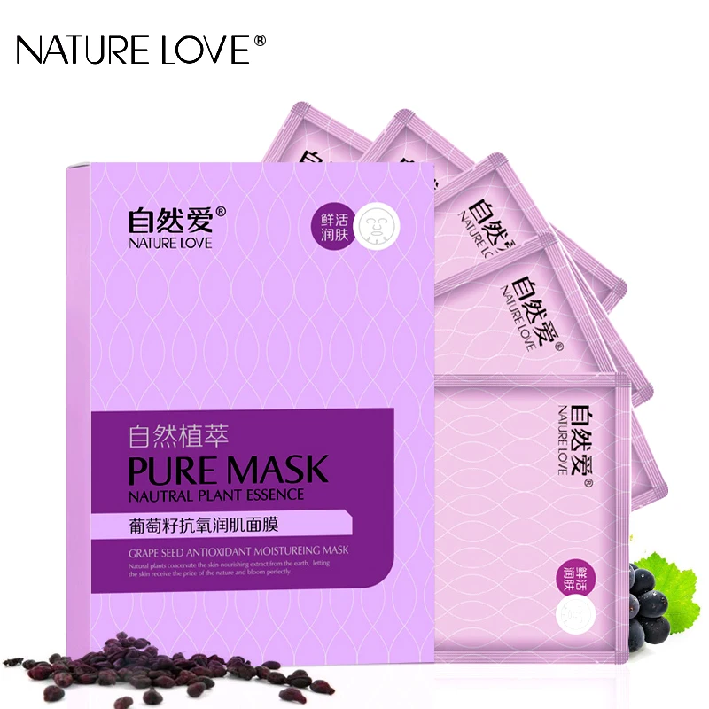 

NATURE LOVE Face Mask Grape Seed Antioxidant Moisturizing Mask Whitening Anti-Aging Skin Care Acne Treatment For Facial Beauty