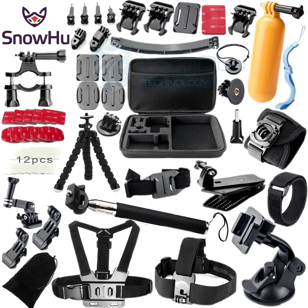 SnowHu para Gopro accesorios set para go pro hero 7 6 5 4 3 kit de montaje para SJ5000 para Eken para xiaomi para yi 4 k trípode de cámara GS13 - 1