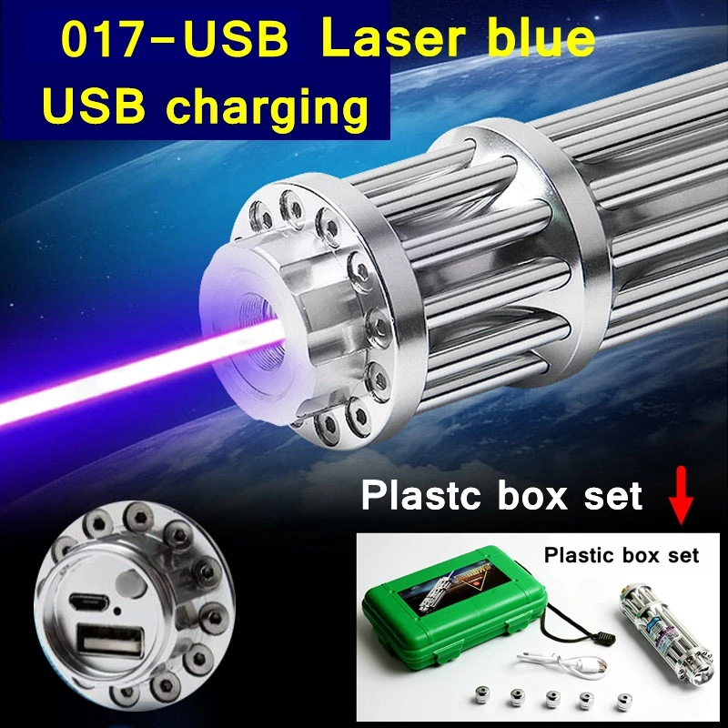 [ReadStar] 2017 Новый стиль 017 USB Синяя лазерная указка с высоким уровнем горения ручка