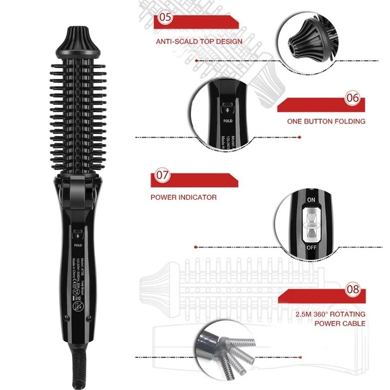 Cooliss At08 Pro 3 в 1 2-Way 360 градусов вращающаяся плойка щетка для завивки волос выпрямитель Горячий