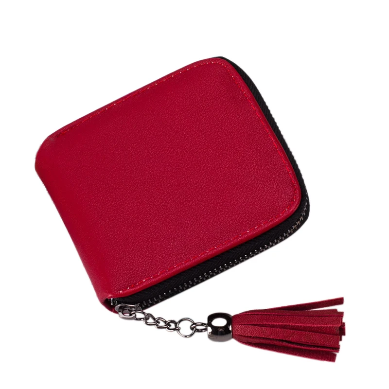 PU Leather Coin Purses New Small Designer Slim Women Red Wallet Thin