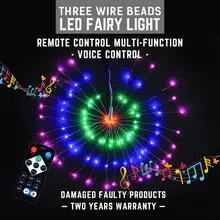 23 см светодиодный Сказочный свет AC85-265V беспроводной пульт дистанционного управления светодиодный струнный свет Музыка Светодиодный свет струна многофункциональная Голосовая лампа управления