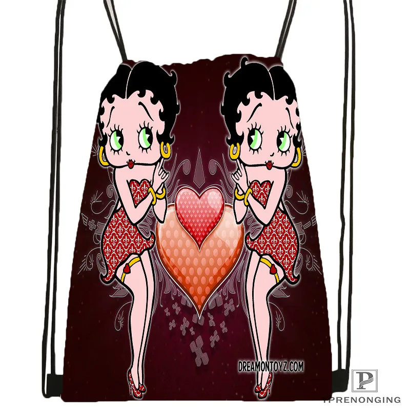 Пользовательские Betty Boop соединенная походная сумка на шнурке милый рюкзак для детей(черная спинка) 31x40 см#20180611-02-78 - Цвет: Drawstring Backpack